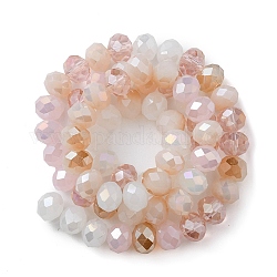 FilI di perline in vetro placcato, ab colore placcato, sfaccettato, rondelle, perla rosa, 7.5~8x6mm, Foro: 1.5 mm, circa 69~72pcs/filo, 16.54 pollice ~ 17.24 pollici (42 cm ~ 43.8 cm)