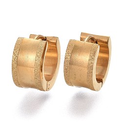 Strukturierte 304 Edelstahl Huggie Creolen, Ring, golden, 12x13x7 mm, Stift: 1.2 mm