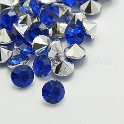 Imitación Taiwan acrílico Diamante de imitación señaló espalda cabochons, facetados, diamante, azul medio, 4.5x3mm