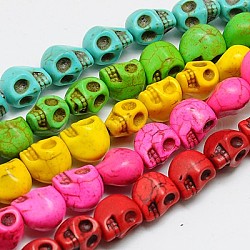 Kunsttürkisfarbenen Perlen Stränge, gefärbt, Schädel, Mischfarbe, 23x18x22 mm, Bohrung: 1 mm, ca. 90 Stk. / 1000 g