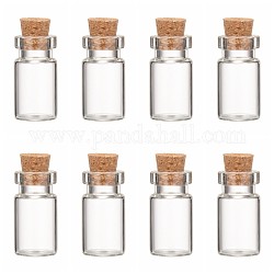 Recipientes de cuentas de vidrio que desean botellas, botellas con corcho, Claro, 13x23mm, diámetro interior: 13 mm, Tampion: 7x5~6.5 mm, cuello de botella: 8.5 mm de diámetro, capacidad: 2.5ml (0.08 fl. oz)