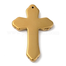 Electroplated Synthetic Non-magnetic Hematite Big Pendants, Religion Cross Charms, Golden Plated, 50x34x4mm, Hole: 1.4mm