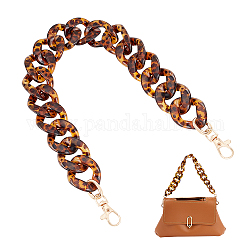 Anses de sac en chaîne gourmette en acrylique à motif imprimé léopard, fermoirs alliage pivotantes, pour les accessoires de remplacement de sac, selle marron, 47.7 cm