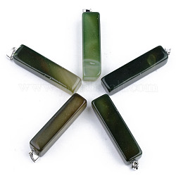 Natural Agate Big Pendants, with Platinum Plated Brass Bail, Dyed, Rectangle, 55~56x13x11~13mm, Hole: 7.5x4.5mm