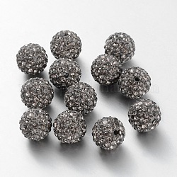 Perline palla di disco, Perline strass polimero argilla, grado a, diamante nero, PP13 (1.9~2mm), 12mm, Foro: 1 mm