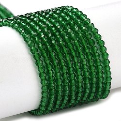 Transparente Glasperlen Stränge, facettiert rund, grün, 2x2 mm, Bohrung: 0.6 mm, ca. 184 Stk. / Strang, 14.49'' (36.8 cm)