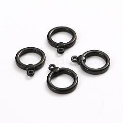 304 chiusura a ginocchiera in acciaio inossidabile, anello, elettroforesi nera, 18x14x3mm, Foro: 1.5 mm, all'interno: 10x10 mm
