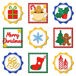 クリスマスのテーマ炭素鋼切断ダイステンシル  DIYスクラップブッキング用  フォトアルバム  装飾的なエンボス紙カード  ステンレス鋼色  スタンプ模様  55~108x55~108x0.8mm  4個/セット