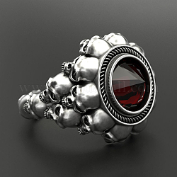 Массивное кольцо на палец со стразами, готическое кольцо из сплава черепа для мужчин и женщин, античное серебро, размер США 8 (18.1 мм)