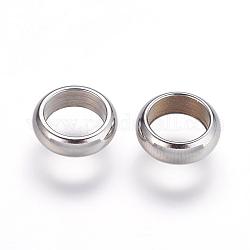 201 perline in acciaio inossidabile, anello, perline con foro grande, colore acciaio inossidabile, 7x2mm, Foro: 5 mm