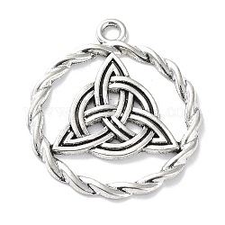 Tibetan Style Alloy Pendants, Ring with Trinity Knot Charm, Antique Silver, 34.5x30.5x2mm, Hole: 2.6mm