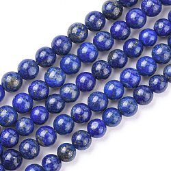 Chapelets de perles en lapis-lazuli naturel, ronde, bleu royal, 6mm