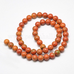 Natürliche Howlith Perlen, gefärbt, Runde, orange, 8 mm, Bohrung: 1 mm, ca. 47 Stk. / Strang, 15.5 Zoll