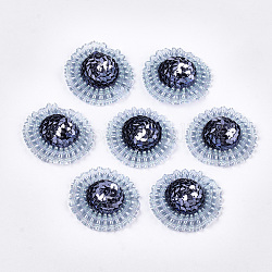Cabochons en mousse, avec paillettes / paillettes, tissu non tissé et organza, chapeau, bleu de Prusse, 45~47x15~17 mm, environ 100 PCs / sac