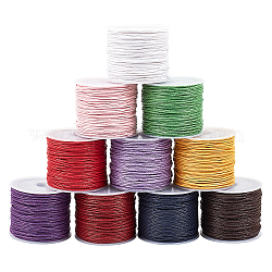 Cordón de poliéster de cera coreana, color mezclado, 1mm, aproximamente 25 m / rollo, 10colors, 1 rollo / color, 10 rollos / set