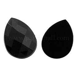 Imitation Taiwan Acrylic Rhinestone Cabochons, Flat Back, Faceted Teardrop, Black, 25x18x5mm, about 200pcs/bag