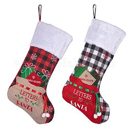2個2スタイルのクリスマスソックスギフトバッグ  クリスマスデコレーション用  サンタへの単語の手紙  カラフル  53x26x0.7cm  1pc /カラー