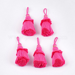 Polycotton (Polyester Baumwolle) Quaste großen Anhänger Dekorationen, tief rosa, 60~62x24~28 mm
