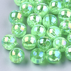 Perles en plastique transparentes, de couleur plaquée ab , ronde, lime green, 8mm, Trou: 1.8mm, 2000 pcs / 500 g