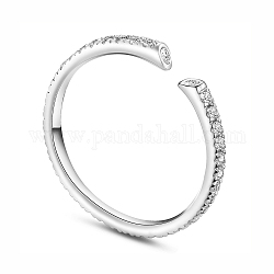 Shegrace простой дизайн, 925 серебряные кольца-манжеты с родиевым покрытием, открытые кольца, микро Pave комплектация ааа кубического циркония, платина, Размер 8, 18 мм