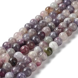 Perles de tourmaline fleurs de prunier naturel brins, ronde, 8mm, Trou: 1mm, Environ 52~53 pcs/chapelet, 38.6~39.1 cm