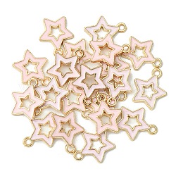 Подвески из эмали и сплава, звезда, золотой свет, розовые, 16x14x2 мм, отверстие : 1.6 мм, около 20 шт / упаковка