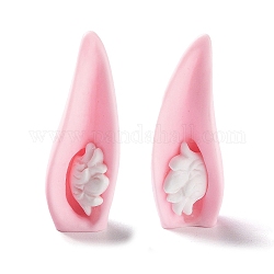 Cabochons en résine opaque oreille d'animal 3d, oreilles de lapin, pour la fabrication de bandeaux DIY, rose, 33x11x9mm