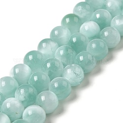 Brins de perles de verre naturel, Grade a, ronde, non teint, bleu aqua, 6mm, Trou: 0.9mm, Environ 66 pcs/chapelet, 15.5~15.7'' (39.37~39.88 cm)