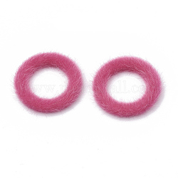 Kunstnerz Pelz bedeckt Verbindungsringe, mit Alu-Boden, Ring, Platin Farbe, tief rosa, 36x4 mm