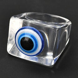 Transparente Acryl-Fingerringe, Quadrat mit Harz bösen Blick, Transparent, uns Größe 7 3/4 (17.9mm), 5~20 mm, Innendurchmesser: 17 mm