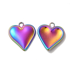 Ion Plating(IP) 304 Stainless Steel Pendants, Heart Charm, Rainbow Color, 23x20x3mm, Hole: 2.5mm
