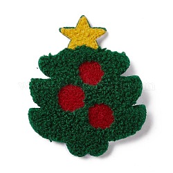 Pinces à cheveux en tissu de noël, avec des clips de fer, accessoire de cheveux pour les filles, arbre de Noël avec étoile, vert foncé, 72x56x3.5mm