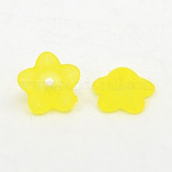 Stämmige gelb transparent gefrostetem Acryl-Perlen Blume, ca. 13 mm Durchmesser, 7 mm dick, Bohrung: 1 mm