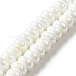 Handgemachte Murano Glas Perlen Stränge, Rondell, weiß, 9~10x4.5~5 mm, Bohrung: 2.5~3 mm, ca. 68~71 Stk. / Strang, 14.17~16.14 Zoll (36~41 cm)