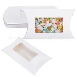 Benecreat kissen bonbonschachteln aus papier, Geschenkboxen, mit PVC Sichtfenster, für Hochzeitsbevorzugungen Babypartygeburtstagsfeier liefert, weiß, 17.5x11x3.7 cm, 15 Stück
