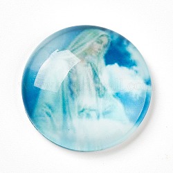 Cabochons di vetro, mezzo giro / cupola con vergine maria, colorato, 25x6~6.5mm