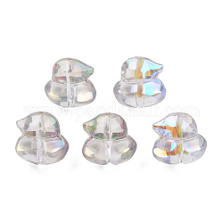 Perles en verre electroplate transparent , de couleur plaquée ab , canard, clair ab, 11.5x12x10.5mm, Trou: 1mm