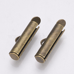 Messing auf Spange Rohren Ende, Schieber Endkappen, Antik Bronze, 6x8x4 mm, Bohrung: 1x2.5 mm, Innendurchmesser: 3 mm