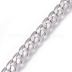 304 Stainless Steel Cuban Link Chains, Chunky Curb Chains, Twisted Chains, Unwelded, Textured, Stainless Steel Color, 5.5mm, Links: 8x5.5x1.4mm
