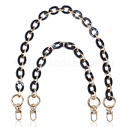Wadorn 2pcs 2 style acrylique chaîne câble sangle de sac, avec fermoirs à anneaux en alliage et fermoirs pivotants, accessoires de remplacement de sac, noir, 2 style/ensemble