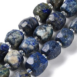 Filo di Perle lapis lazuli naturali , con perline semi, cubo, sfaccettato, 9.5~11x9.5~10.5x9.5~10.5mm, Foro: 1.2 mm, circa 29pcs/filo, 15.35~15.67'' (39~39.8 cm)