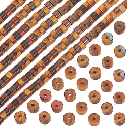 Beebeecraft 1 Strand Natural Tiger Eye Beads Strands, Heishi Beads, Flat Round/Disc, 4x2.5mm, Hole: 0.5mm, about 167pcs/strand, 15.04 inch(38.2cm)