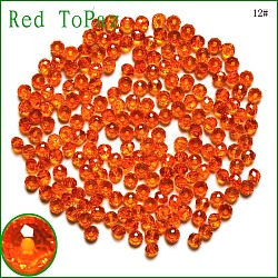 Imitation österreichischen Kristallperlen, Klasse aaa, facettiert, Rondell, orange rot, 4x3 mm, Bohrung: 0.7~0.9 mm