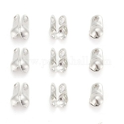 Iron Bead Tips, Calotte Ends, Cadmium Free & Lead Free, Clamshell Knot Cover, Platinum, 6x3.5mm, Hole: 1mm, 2.4mm inner diameter