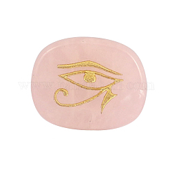 Natural rosa de cabuchones de cuarzo, ovalado con ojo egipcio de patrón ra/re, religión, 25x20x6.5mm