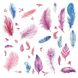CRASPIRE 8 Sheets Feather Wall Stickers PVC Waterproof Self Adhesive Wall Decals Removable Rectangle for Window Decor Clings Stairway Home Decoration TV Wall Art as Housewarming Birthday Gift