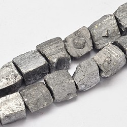 Nuggets galvani natürliche Pyrit Perlen Stränge, Silbern Plattiert Versilbert, 9~11 mm, Bohrung: 1 mm, ca. 31~42 Stk. / Strang, 15 Zoll