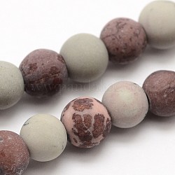 Jaspe dendritique naturel givré brins de perles rondes, jaspe de chohua, 6mm, Trou: 1mm, Environ 65 pcs/chapelet, 15.0 pouce