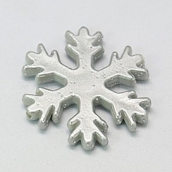 Silver Glitter Powder Acrylic Beads For Christmas, Snowflake, 32x28x4mm, Hole: 2mm