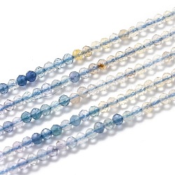 Natürlichen Fluorit Perlen Stränge, Farbverlauf, facettiert, Runde, 2 mm, Bohrung: 0.5 mm, ca. 170 Stk. / Strang, 15.35 Zoll (39 cm)